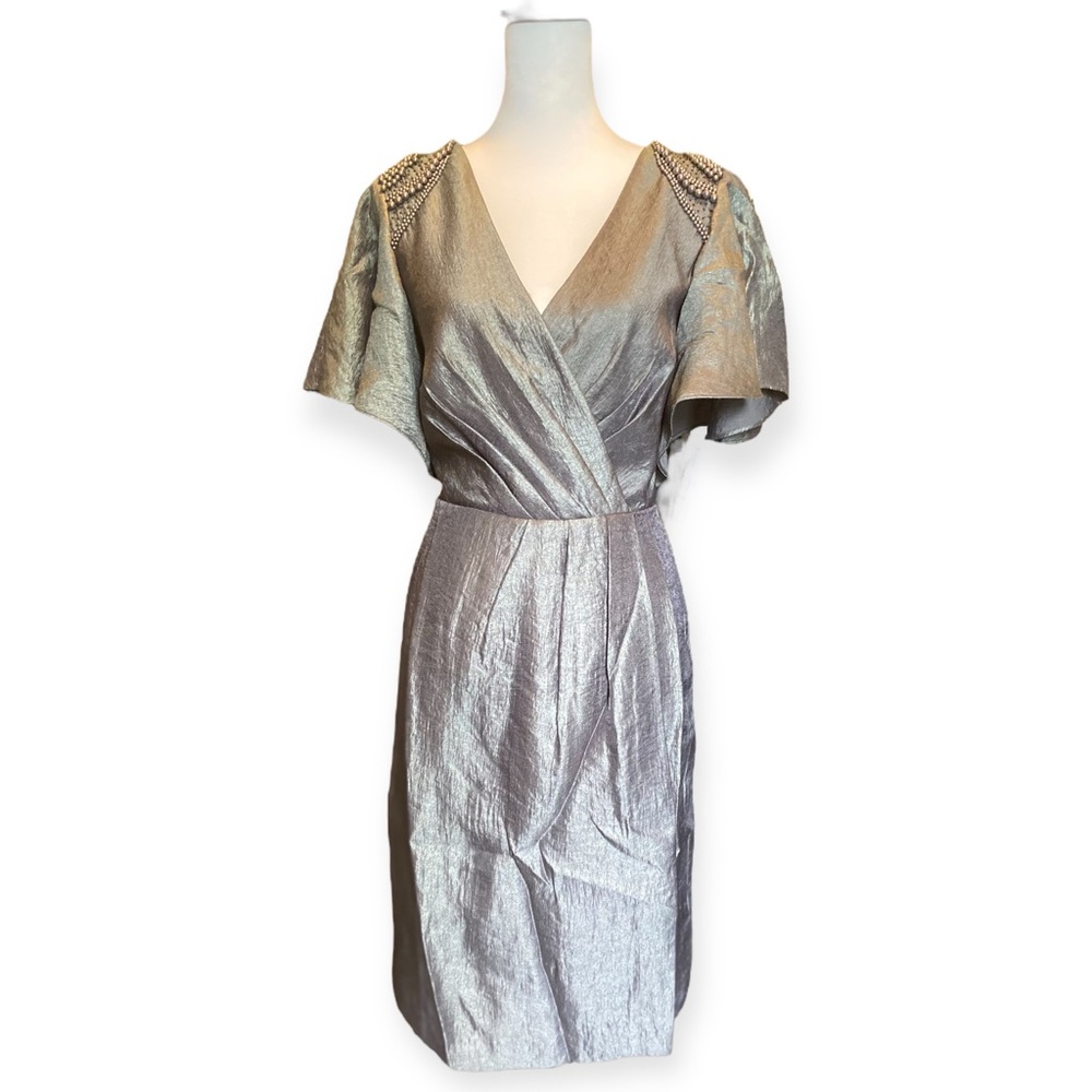 Adrianna Papell Gunmetal Faux
Wrap Dress Size 12